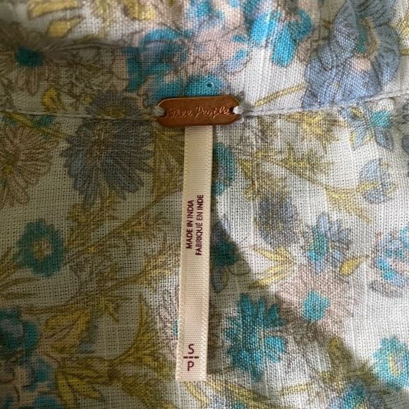 Free People Wild Gardenia Floral Ruffle Tunic Button Down Shirt Blouse S Small - Picture 6 of 12